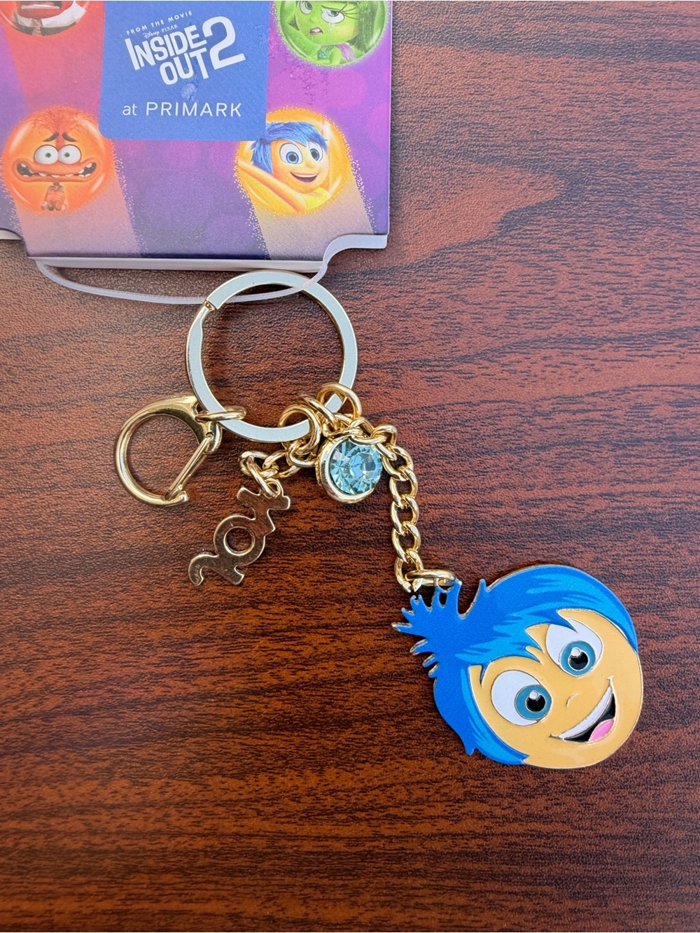 Disney Pixar Inside Out 2 Joy Keychain Bag Charm Primark Gold Tone NWT